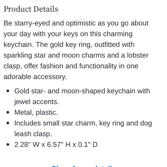 Bejeweled Gold Star and Moon Keychain - Picture 2 of 4